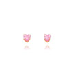 14K Gold 4mm Pink CZ Heart Earrings