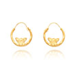 14K Gold Wire Diamond Cut Butterfly Hoop Earrings