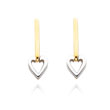14K Two-Tone Bar & Heart Dangle Earrings