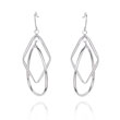 14K White Gold Tea Drop And Diamond Shape Dangle Wire Earrings