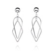 14K White Gold Tea Drop And Diamond Shape Dangle Post Earrings