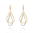 14K Two-Tone Tear Drop Tube Leverback Earrings