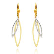 14K Two-Tone Gold Diamond-Cut Leverback Earrings