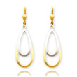 14K Two-Tone Gold Oval Leverback Drop Earrings