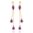 14K Gold  Amethyst Post Dangle Earrings