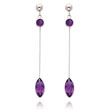 14K White Gold Amethyst Post Dangle Earrings
