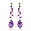 14K Gold  Amethyst Dangle Earrings