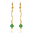 14K Gold Peridot Colored Crystal Bead Leverback Earrings