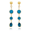 14K Gold Blue Topaz Gemstone Dangle Earrings