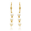 14K Gold  White Tri-Pearl Leverback Earrings