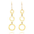 14K Gold Triple Circle Dangle Earrings