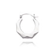 14K White Gold Faceted Hoop Earrings