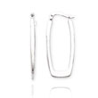14K White Gold Polished 2.25mm Rectangle Hoop Earrings