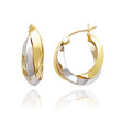 14K Two-Tone Gold Polished Knife-Edge Double Hoop Earrings
