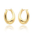 14K Gold Twisted Oval Hoop Earrings
