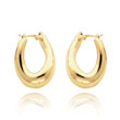 14K Gold Twisted Oval Hoop Earrings