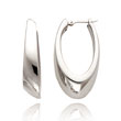 14K White Gold Tapered Slanted Oval Hoop Earrings