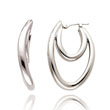 14K White Gold Curved Double Hoop Earrings