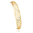 14K Gold 6.25mm-12.5mm Graduated Fancy Weave Hinged Bangle Bracelet