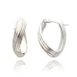 14K White Gold Twisted And Ridged Oval Hoop Earrings