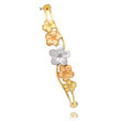 14K Tri-Color Gold Plumeria Bangle Bracelet