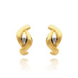 14k Gold With Rhodium Squiggle Post Earrings