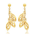14K Gold Triple Filigree Drop Dangle Post Earrings