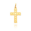 14K Gold Hearts On Cross Necklace