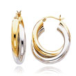 14K Two-Tone Gold Polished Double Tube Hoop Earrings