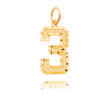 14K Gold Large Diamond-Cut Number 3 Charm