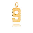 14K Gold Large Diamond-Cut Number 9 Charm