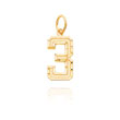 14K Gold Medium Diamond-Cut Number 3 Charm