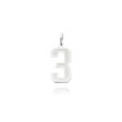 14K White Gold Small Satin Number 3 Charm