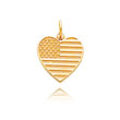 14K Gold Flag Heart Charm