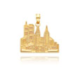 14K Gold Cut-Out New York Skyline With Taxi Pendant
