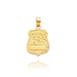 14K Gold Police Badge With Engravable Plate Pendant