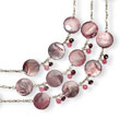 Sterling Silver Cherry Quartz, Garnet, Mother Of Pearl Necklace