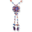 Sterling Silver Double Strand Lavender, Cherry, Blue, Amethyst Necklace
