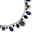 Sterling Silver Sodalite, Blue Goldstone, Black Crystal, Cultured Pearl Necklace