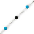Sterling Silver Onyx, Turquoise Anklet