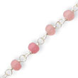 Sterling Silver Pink Bead With Heart Anklet