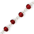 Sterling Silver Red Bead With Heart Anklet