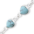 Sterling Silver Polished Heart-Shaped Turquoise Bracelet