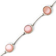 Sterling Silver Round Pink Mother Of Pearl & Solid Bar Bracelet