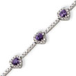 Sterling Silver Amethyst And Clear CZ Heart Bracelet