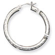 Sterling Silver 3.00mm Diamond-Cut Hoop Earrings