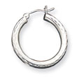Sterling Silver 3.00mm Diamond-Cut Hoop Earrings