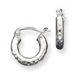 Sterling Silver 3.00mm Diamond-Cut Hoop Earrings