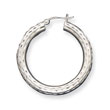 Sterling Silver 4.00mm Diamond-Cut Hoop Earrings