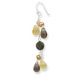 Sterling Silver Yellow & Smoky Crystal, Freshwater Cultured Pearl, Prehnite Earrings